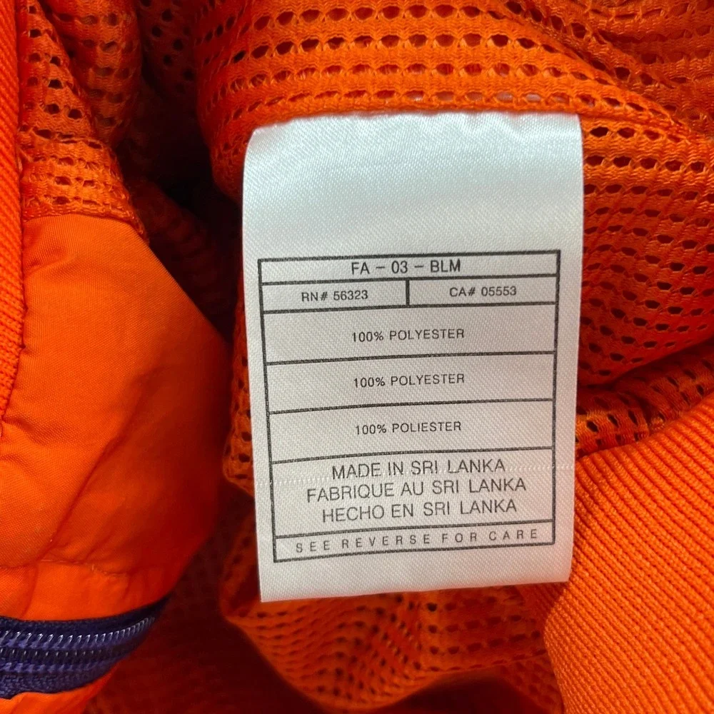 Clemson Tigers Nike Team Windbreaker Jacket Men M Orange Clima FIT Athletic Y2K